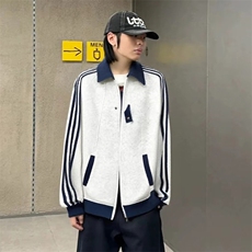 抖音得物品质秋冬美式高街重磅结构拼接织带翻领卫衣夹克外套W113，男装夹克，电商A486-1