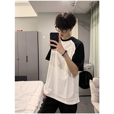夏季短袖t恤男生休闲宽松撞色半袖体恤男士打底衫上衣服TC01，男装T恤，星座1116A-1（原606A）