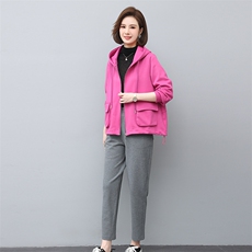 2023春季新款时尚休闲气质个性减龄宽松休闲连帽套装，女装套装/套裙，独衣靓