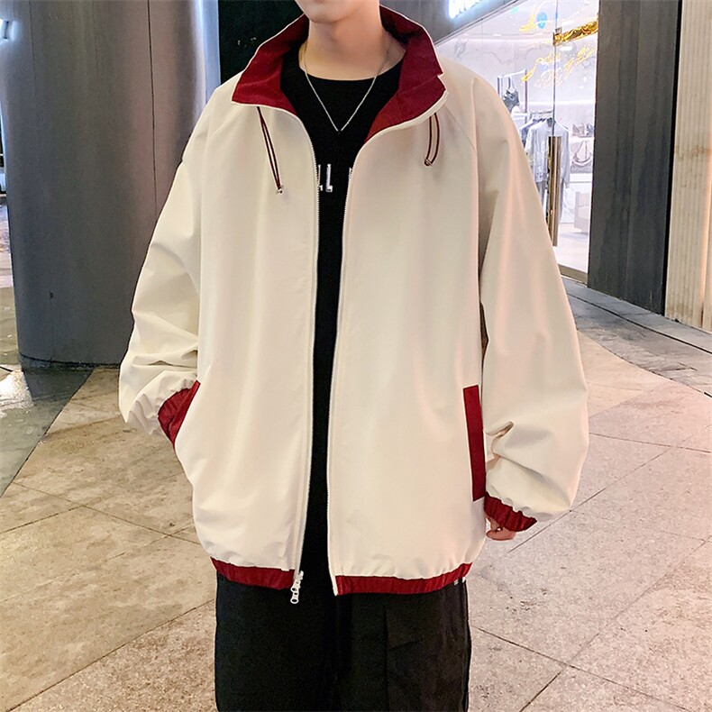 港风双面穿上衣夹克宽松落肩立领冲锋衣外套JK907P70,男装夹克,星座1204-3