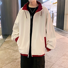 港风双面穿上衣夹克宽松落肩立领冲锋衣外套JK907P70，男装夹克，星座1204-3