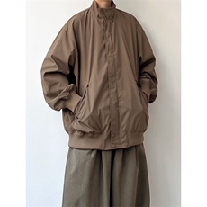 日系男装春秋复古纯色日潮少年感立领插肩宽松情侣夹克外套男，男装夹克，星座506A