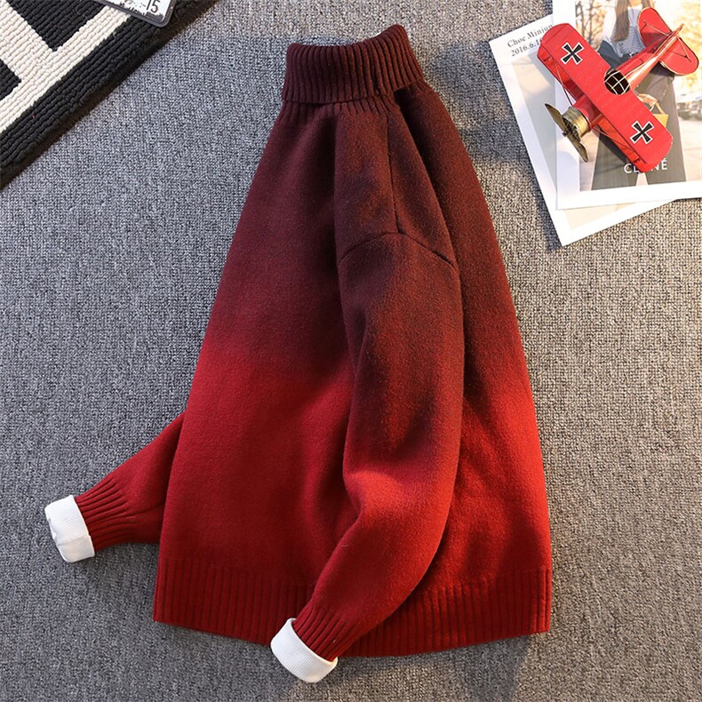 酒红色高领针织衫毛衣外套男秋冬潮牌百搭打底衫MY2227P65,男装针织衫/毛衣,星座914