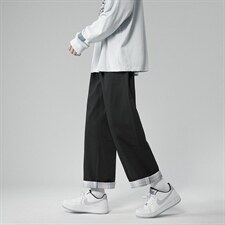 2024春夏男装新款情侣装宽松格子翻边休闲九分裤1405-1-ZY001-P45，男装休闲裤，星座715-1