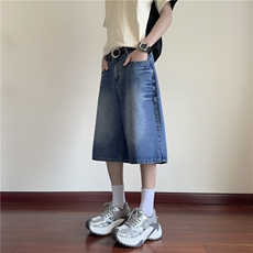 抖音品质春季新款复古铆钉宽松七分牛仔裤B315-K25658-特p47控88，男装牛仔裤，电商B315