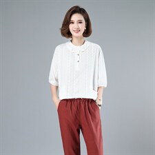 2021年夏季新款娃娃领上衣女宽松韩版纯棉T恤女短袖休闲百搭潮，女装T恤，简韵佳