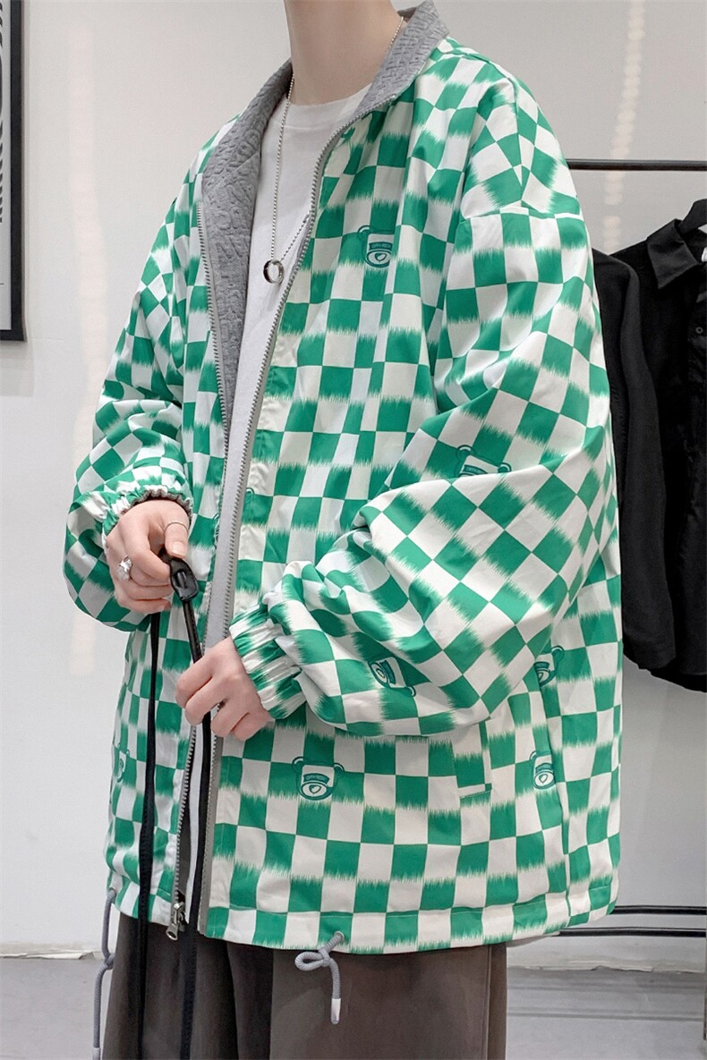 秋上新两面穿开衫夹克港风男女韩版徽章棒球服运动外套8002-P100,男装夹克,电商A441-1