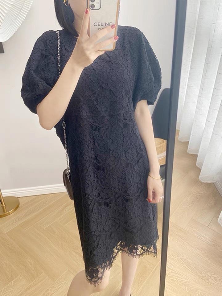 夏季新款别致设计感法式泡泡袖连衣裙,女装连衣裙,L·H·X