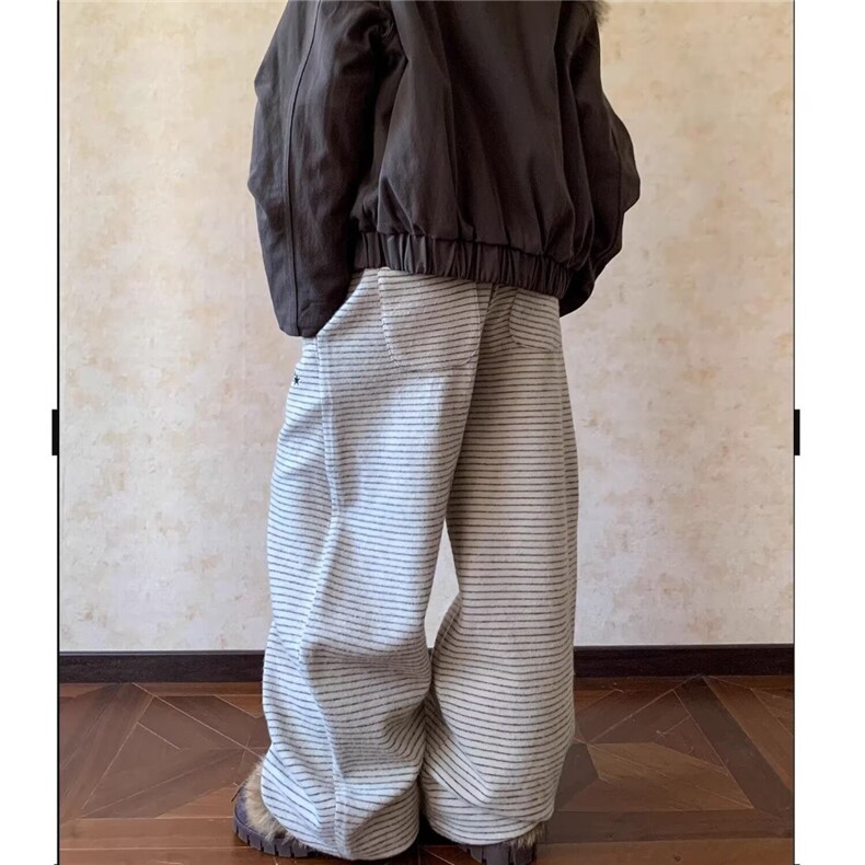 潮牌春季直筒针织卫裤男美式做旧复古字母刺绣宽松青年痞帅阔腿裤,男装休闲裤,星座506A