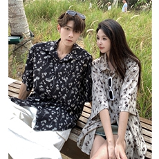 EQ410沙滩度假旅游夏季情侣装短袖衬衫男女ins潮流短袖衬衣，男装衬衫，电商C306-1