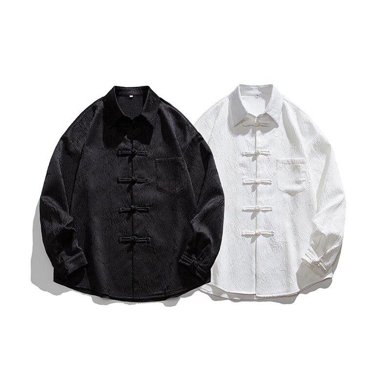 现货网红风春秋新款复古盘口长袖衬衫中式唐装CS18-P58，男装衬衫，星座217-5