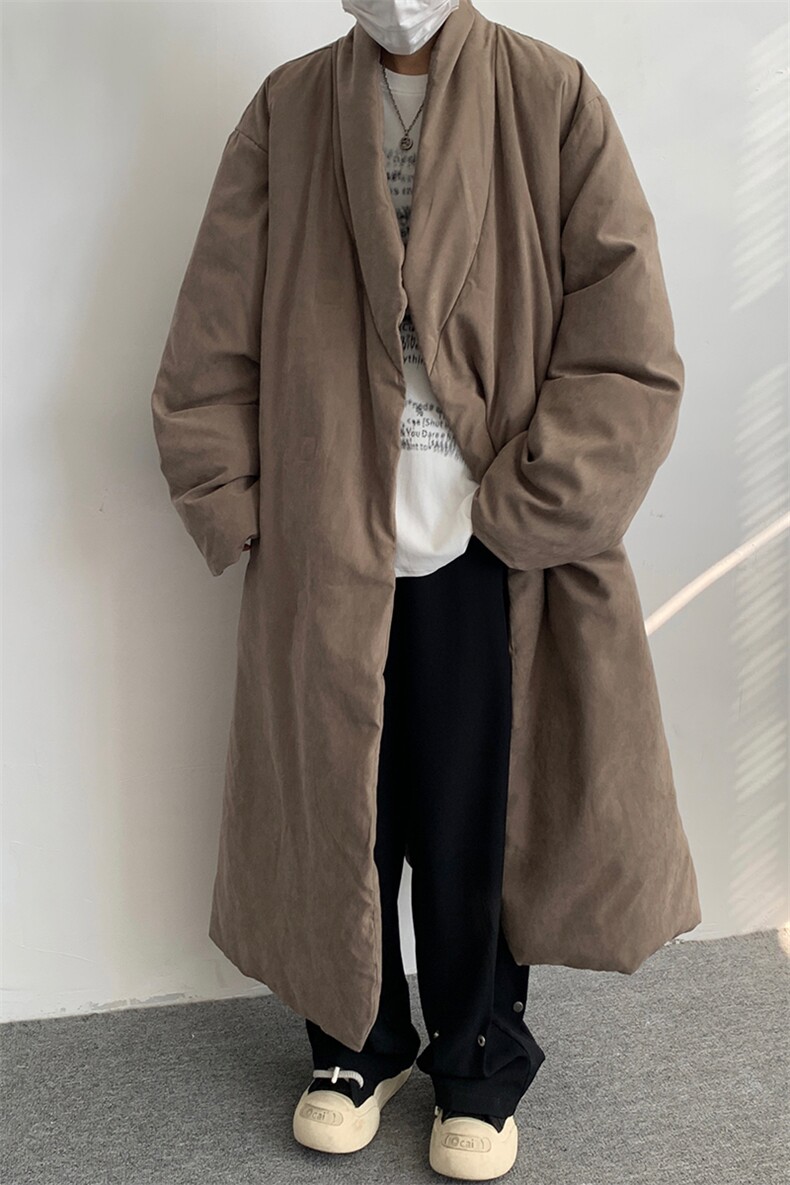 8XL-M90白鸭绒！特大码羽绒服日系绒面长款棉衣男YRFC03P268,男装羽绒服,电商D206-1