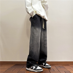 k1059-p55-控78 M-5XL 港风高阶黑暗渐变牛仔裤微喇图片