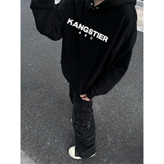 抖音得物品质380克全棉美式宽松两粒扣印花连帽卫衣ACM2202，男装卫衣，电商A443