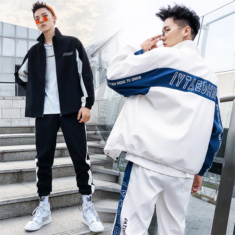 2021新款男士卫衣套装嘻哈潮流翻领外套春季两件套DS367T,男装卫衣,电商A102