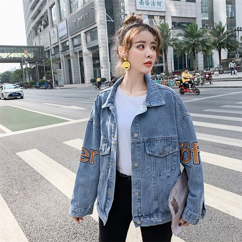 刺绣牛仔外套女潮牌ins2025春秋新款流行韩版宽松bf夹克Z044-85,男装夹克,星座911-3