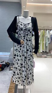 水墨画吊带裙,女装背心吊带,花田么么