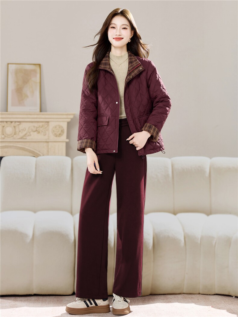 现货早春秋冬加厚夹棉时尚套装女2026新款韩版宽松显瘦休闲两件套,女装套装/套裙,璐依舞
