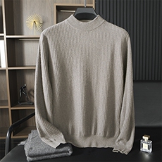 男士秋冬季新款简约休闲半高领领羊绒衫，男装羊绒套衫，台绒羊绒