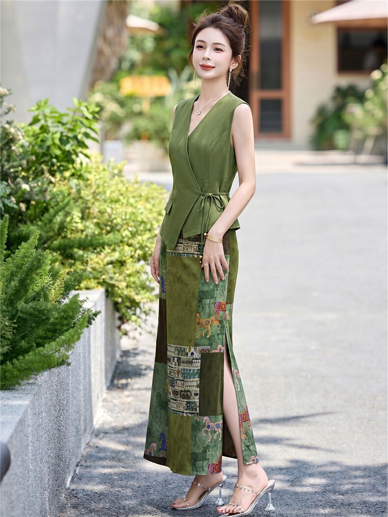 2026夏装新款简约时尚优雅气质无袖套装裙,女装套装/套裙,美沁