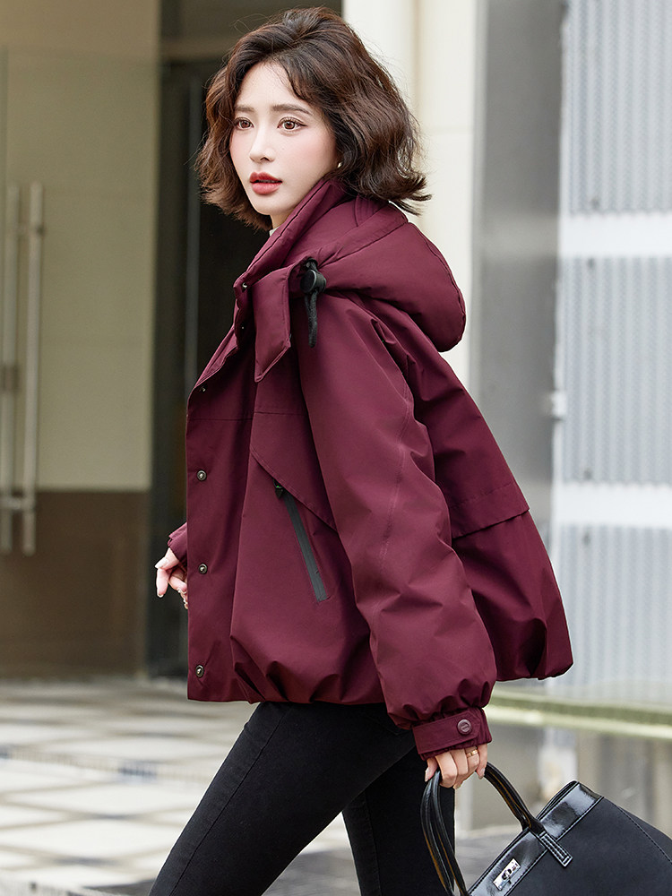 安可拉红羽绒服女冬季新款2024宽松休闲小个子加厚派克服短款外套,女装羽绒服,姿萝菲