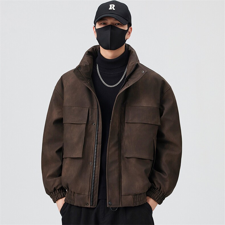 口罩风新标90白鸭绒 2025时尚保暖皮羽绒服男YR6065-P280图片