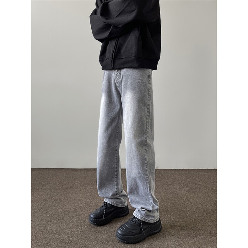 新款牛仔裤男夏季青少年休闲宽松微喇叭直筒裤子,男装牛仔裤,星座410-7