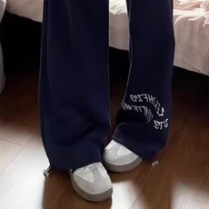 休闲裤子春秋季宽松大码胖子运动裤美式潮牌帅气印花束脚卫裤，男装休闲裤，星座506A