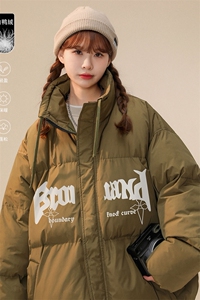 白鸭绒中性22冬季时尚百搭字母印花抽绳立领羽绒服YR224P195控258图片