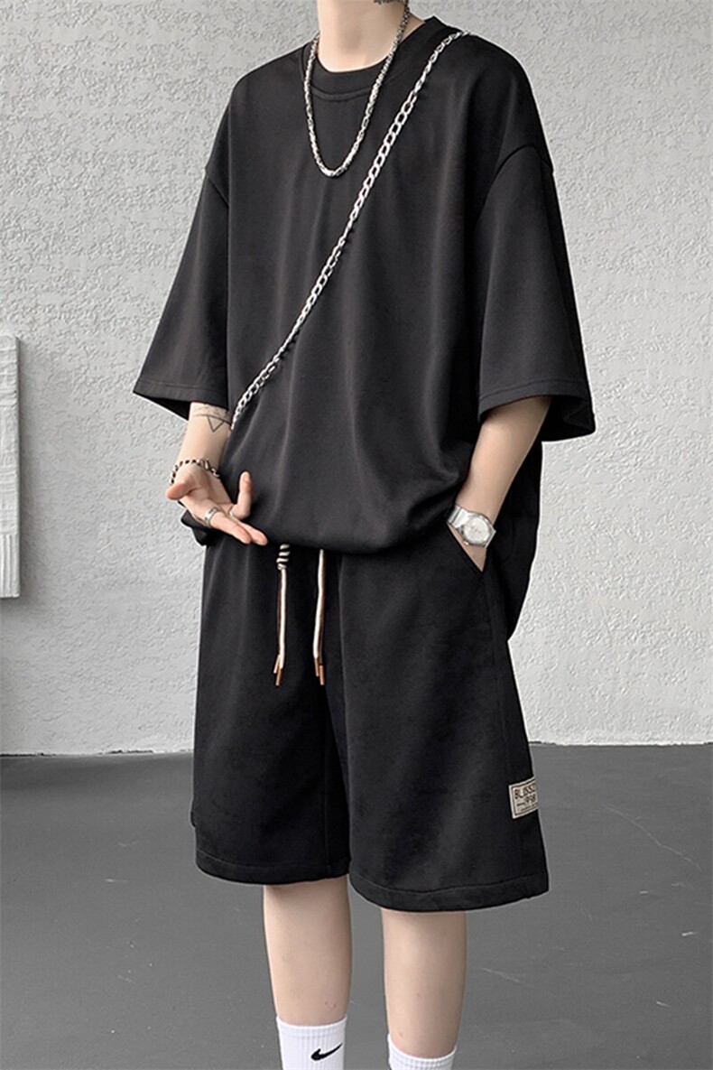 8XL-M青少年扎染短袖t恤休闲运动套装男生夏季宽松大码TZ38001P55,男装T恤,电商B312