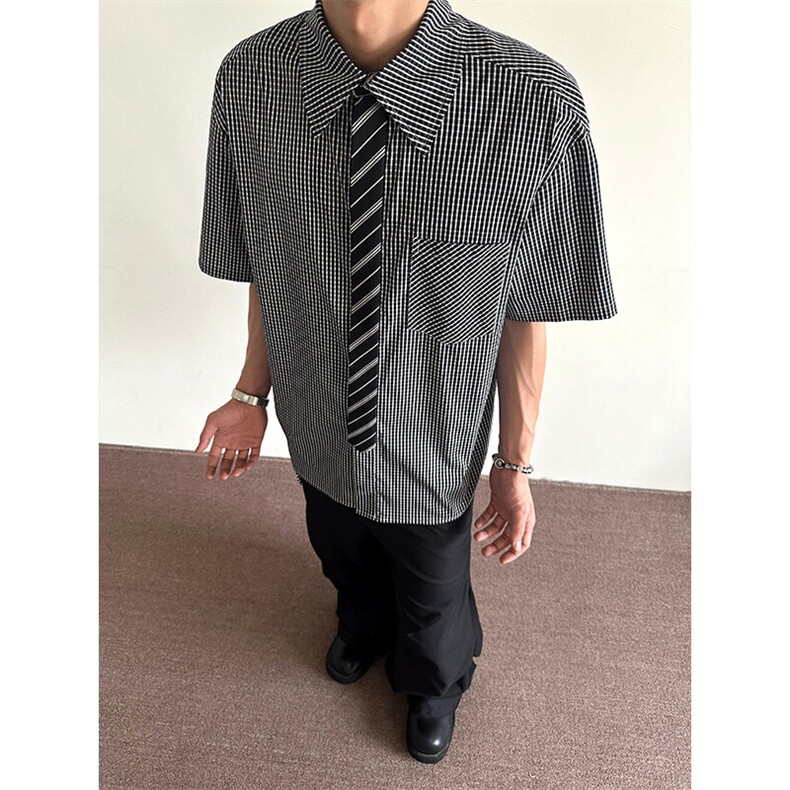 特P40无差价新款夏季潮流百搭时尚短袖衬衫-HC2355港风内景,男装衬衫,电商A003