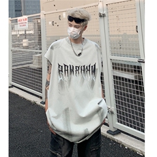水洗做旧无袖T恤美式夏季坎肩男装背心/马甲XZ514-2-202436-P58，男装背心/马甲，星座514-2(原B239)