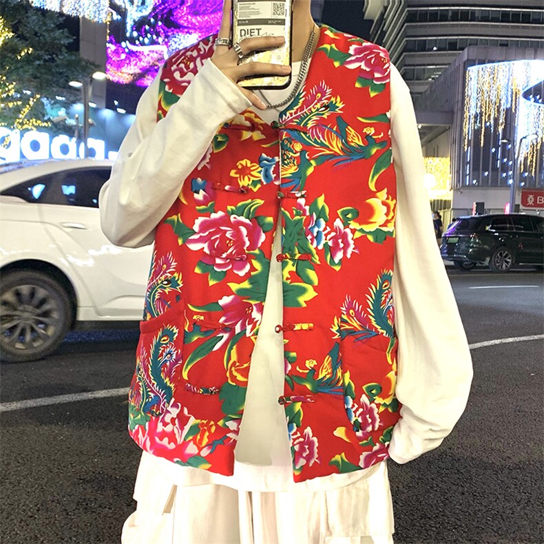 MJ203秋装新款东北大花盘扣马甲大码男女装学生青少年棉衣坎肩潮,男装背心/马甲,星座115A(原星座507）