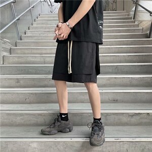 高街短裤男韩版潮流ins机能风假两件五分裤潮牌抽绳直筒DK633-p25图片