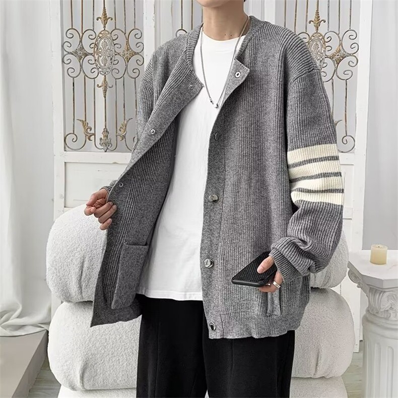 日韩系毛衣简约男女秋冬季外套潮牌休闲百搭开衫棒球服M275/P55,男装针织衫/毛衣,星座506