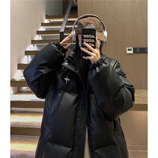 中性风PU皮棉衣情侣装男装立领棉衣宽松棉服冬装外套G1071P128，男装棉衣，电商A339