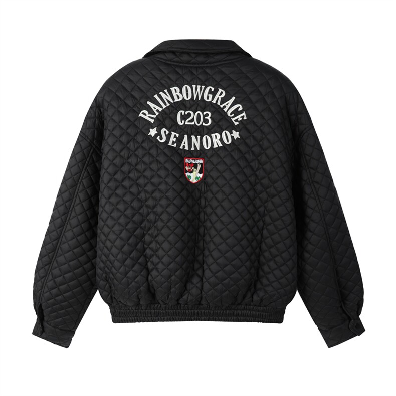 2025冬装新款菱形格棒球服棉衣加厚外套刺绣棉服C208-1066-P98图片