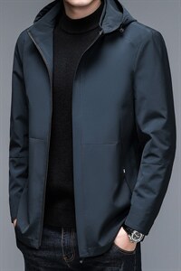 夹克外套春秋季2023新款休闲纯色可脱连帽开衫中年男士时尚男装图片