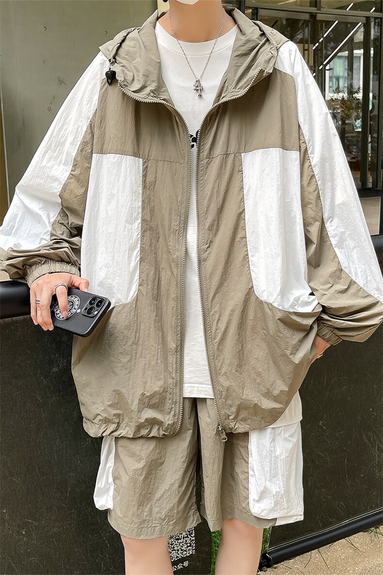 夏季撞色夹克衫防晒服套装运动风时尚防晒衣男XZ514-2-1611-P98,男装防晒衣,星座514-2(原B239)