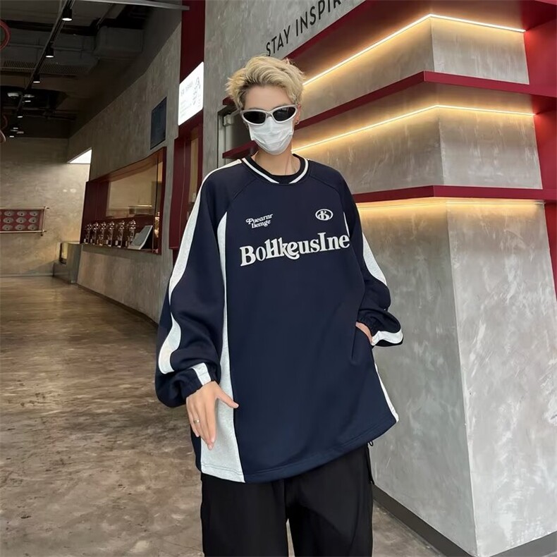 简约时尚ins青少年潮百搭新款潮流圆领流行套头棒球领卫衣A47/P48,男装卫衣,星座506