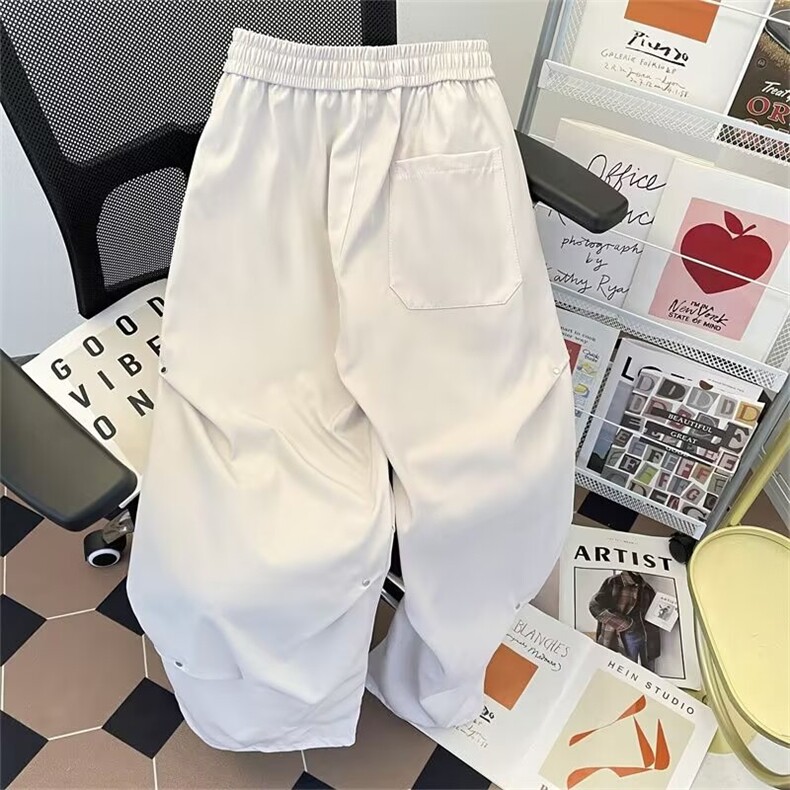 铆钉褶皱运动裤男生秋季2025新款vibe高街潮流抽绳束脚裤A619/P45图片