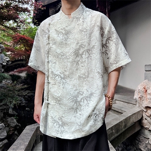 风格现货男士大码风格中式衬衫立领盘扣上衣CS35-P65图片
