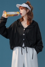 中性春夏潮流短款宽松口袋开衫抽绳卫衣外套P02P45控58，女装短外套，电商A268