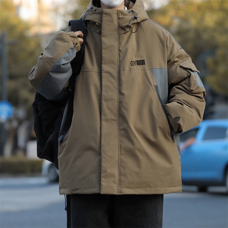 美式机能拼接冲锋衣棉服冬季新款潮流宽松休闲毛衣外套,男装针织衫/毛衣,星座410-6（原星座1304-1）