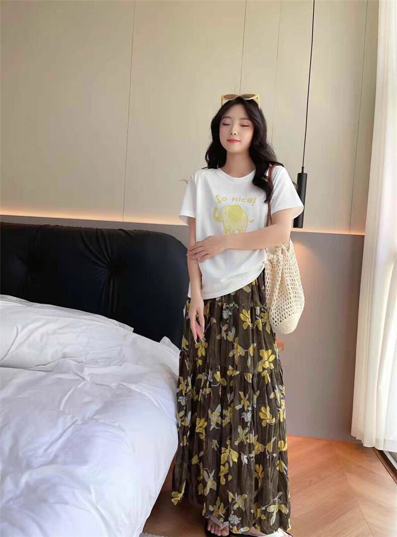 2025简约百搭雪花棉小象T恤,女装T恤,湘姗