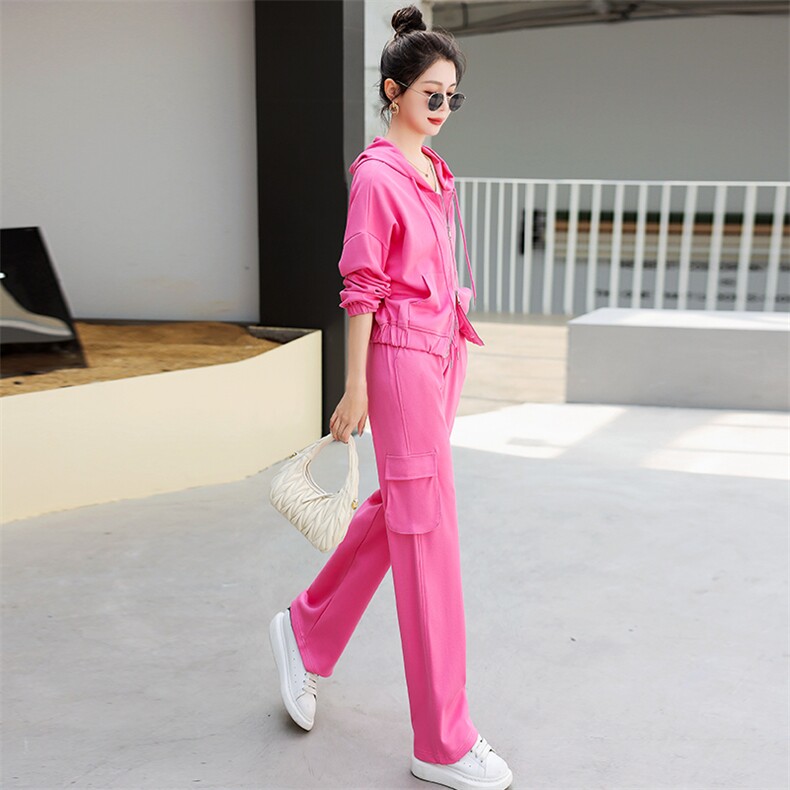 现货套装女2023年春季新款女装时尚气质休闲百搭通列阔腿裤两件套,女装套装/套裙,丽美静依