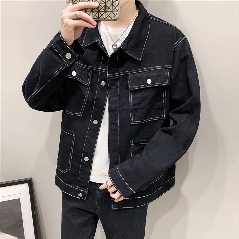 jk829-p70M-5XL砖墙ins牛仔夹克拉链破洞大码男日系CITYBOY,男装夹克,星座103A