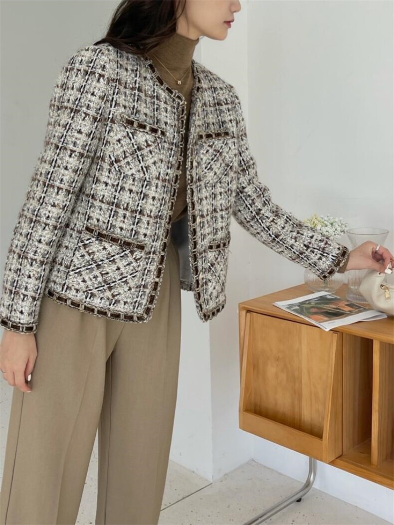 2021新款羊毛小香风外套/咖色系，其它，奥瑾