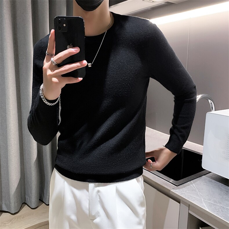店主风小伙秋冬男纯色圆领套头针织长袖毛衣男士301A-1/M63/P38,男装针织衫/毛衣,星座301A-1