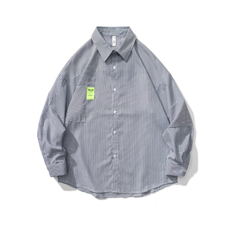 2025春季现货高品质拼接条纹宽松长袖衬衫潮CS163P50，男装衬衫，星座1504（原917）